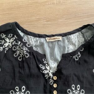 Black and White Embroidered Top